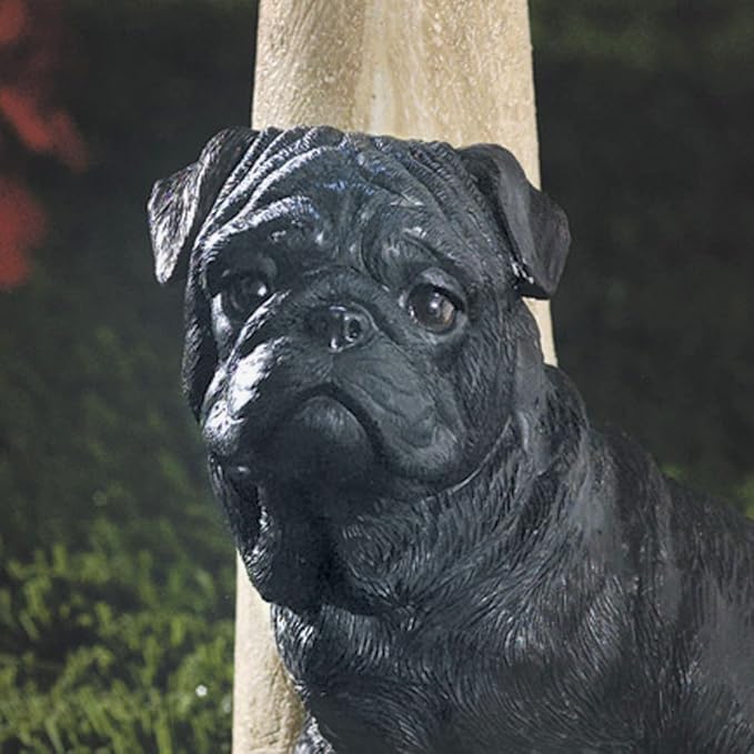 Bits and Pieces - Solar Dog Lantern-Solar Powered Garden Lantern - Resin Dog Sculpture with LED Light (Black Pug)