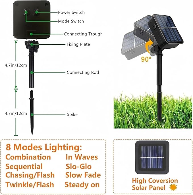 6 Pack 600 LED Solar String Lights for Outside, Solar Christmas Lights Outdoor Waterproof, Green Wire Twinkle Light with 8 Lighting Modes for Xmas Tree Wedding Party Garden Decorations (Cool White)