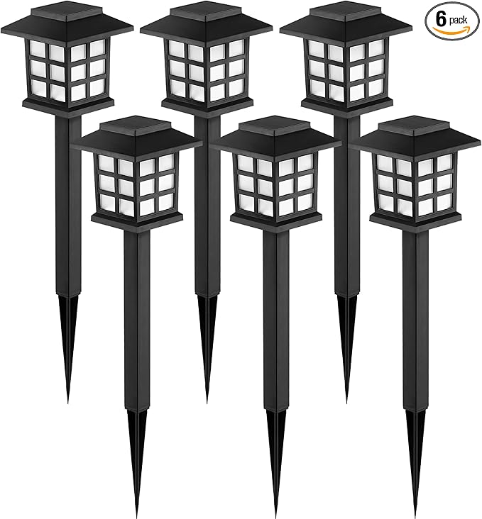 GIGALUMI Solar Outdoor Lights，6 Pack LED Solar Lights Outdoor Waterproof, Solar Walkway Lights Maintain 10 Hours of Lighting for Your Garden, Landscape, Path, Yard, Patio, Driveway