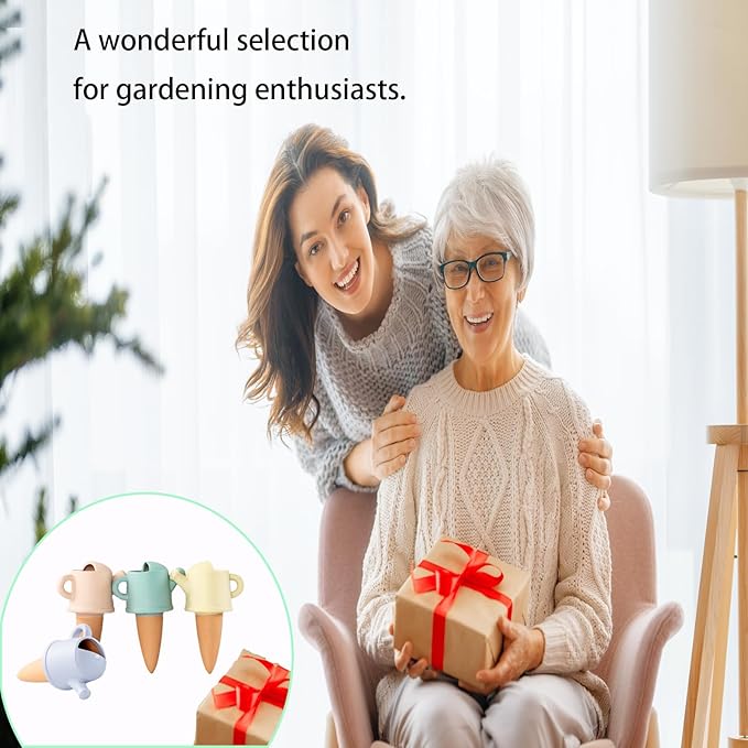 4-Pack Self-Watering Terracotta Spikes for Plants, Automatic Plant Watering Stakes, Keeps Plants Hydrated While You're Away, Ideal for Indoor & Outdoor Use (Teapot Design)