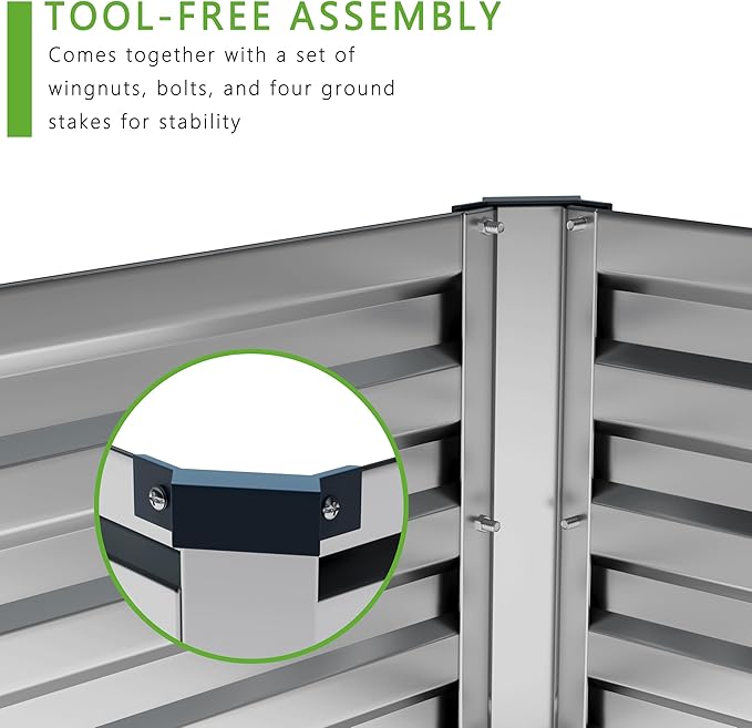 12x2x1FT Galvanized Raised Garden Bed Kit,Vegetable Boxes-Rectangle Metal Flower Box,Large Planter Raised Beds Outdoor Garden for Planting,Fruit,Herb-Sliver
