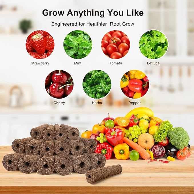 Ahopegarden 50pcs Hydroponic Pods Kit: Compatible with AeroGarden Herb Kits with 50 Grow Sponges; 50 Pods Lable, Highly Breathable - Indoor Garden Kit Supplies for Most Brands