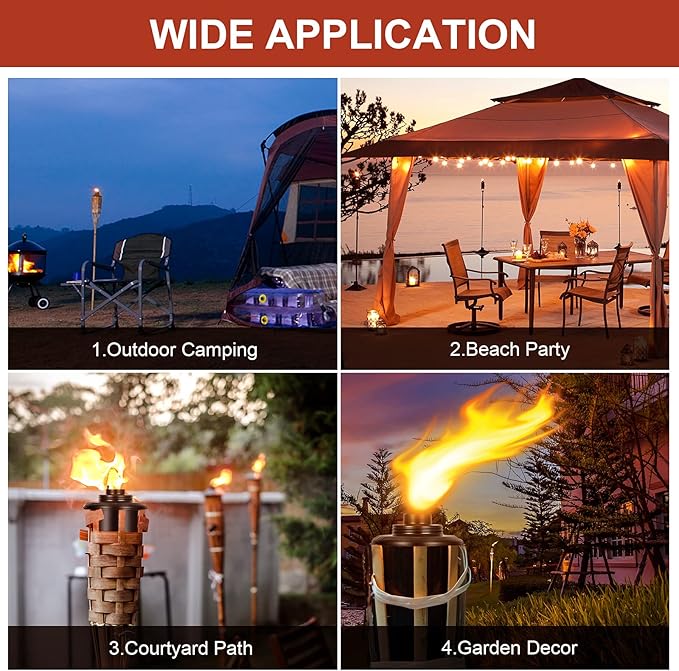 16 oz Torch Replacement Canister (4 Pack) - Outdoor Citronella Fuel Refill for Bamboo Torches with Wicks & Covers, Long-Lasting, Perfect for Patio, Luau Party, Garden Decor