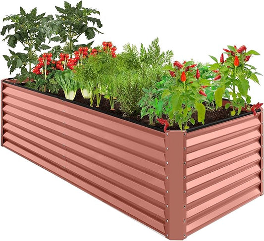 Best Choice Products 8x4x2ft Outdoor Metal Raised Garden Bed, Deep Root Planter Box for Vegetables, Flowers, Herbs, and Succulents w/ 478 Gallon Capacity - Terracotta