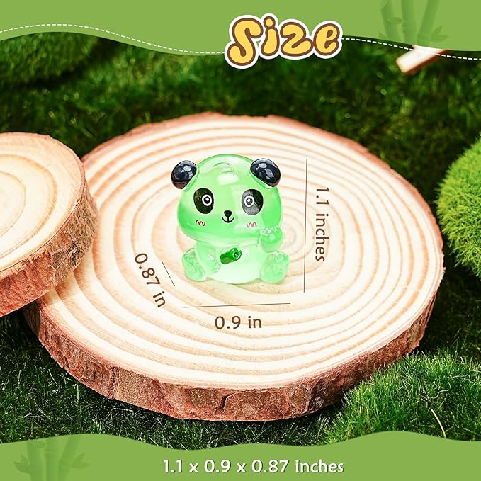 35 Pcs Mini Panda Figurines Luminous Miniature Cute Resin Animals Glow in The Dark Tiny Panda Landscape Decoration Resin Figures DIY Accessories Ornament Craft Party Cake Topper