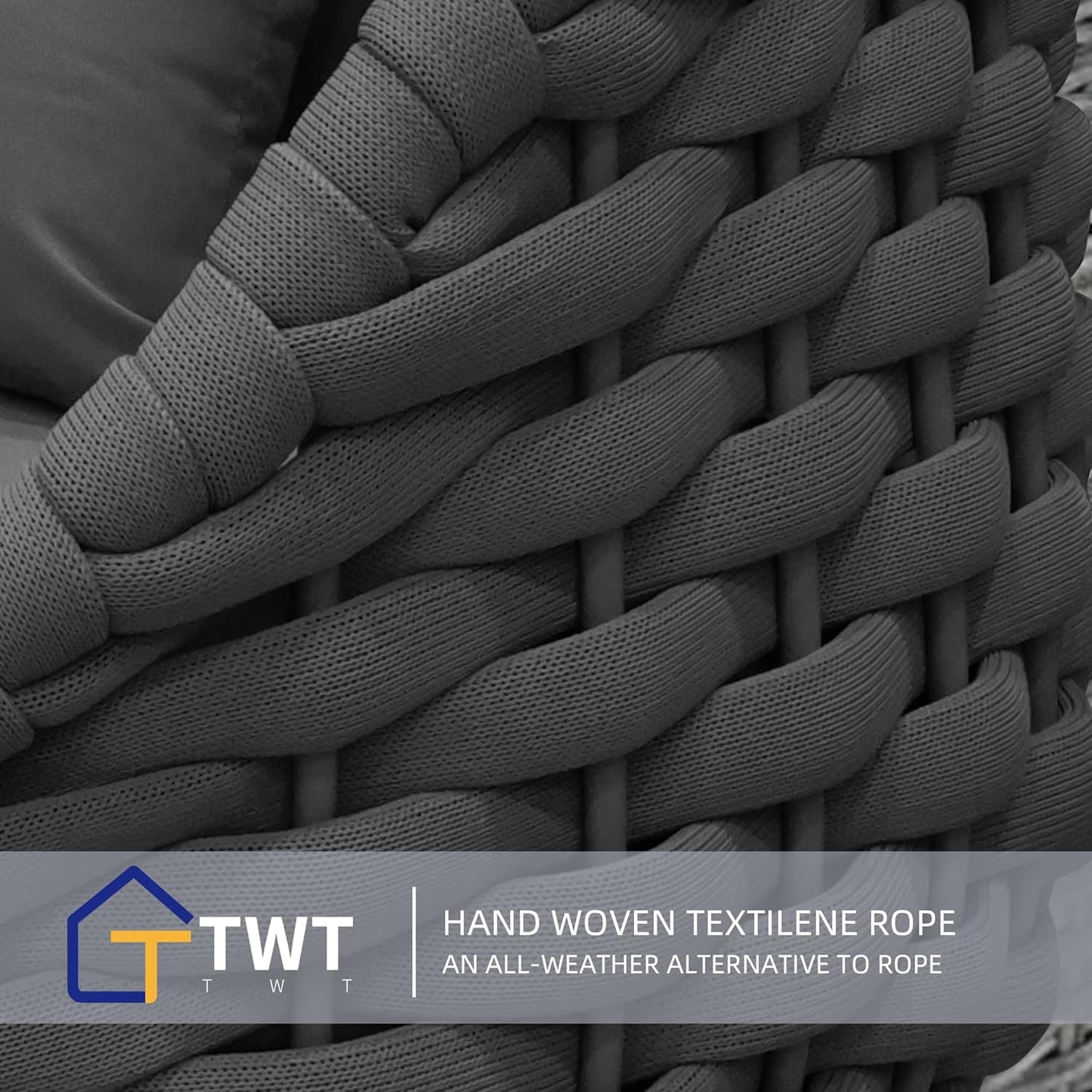 6 Pieces Patio Furniture Set Outdoor Rope Conversation Sectional Patio Sofa with 6 Seater for Backyard, Porch, Modern Armchairs with Thickness Cushions and Side Table, Dark Grey