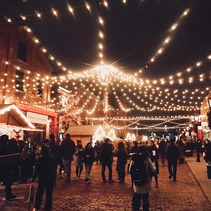 Brightown Led String Lights Outdoor 100Ft Waterproof G40 Patio Lights with 104(4 Spare) Led Shatterproof Bulbs, Led Globe Hanging Lights for Porch Bistro Balcony Backyard Decor, E12 Socket, 2200K