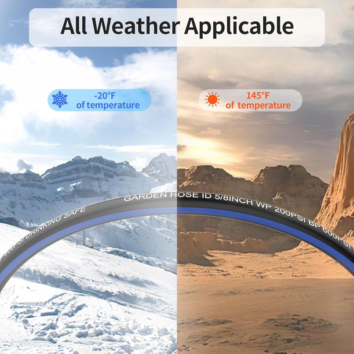 100 FT Garden Hose, Flexible No Kink Heavy Duty Garden Water Hose Flex Copper Bullet Collapsible Washer Rubber Hose 5/8" Soft Lightweight Outdoor Waterhose Manguera Para Jardin