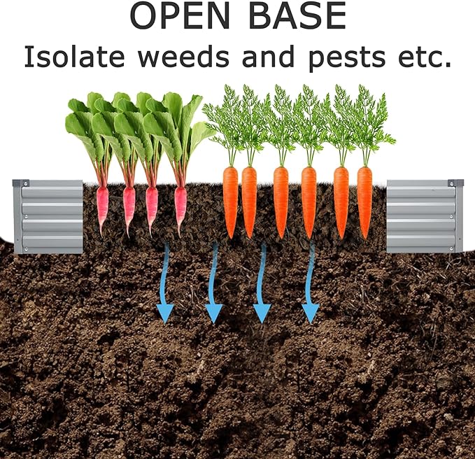 8x4x1ft(2 Pack) Galvanized Raised Garden Bed,Outdoor Planter Box Metal Patio Kit Planting Bed for Vegetables Flowers Herb,Silver