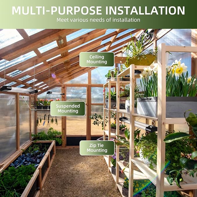 18inch 2 Pack LED Grow Lights - Linkable Grow Lights for Indoor Plants, Full Spectrum Plant Lights Plug and Hanging Design with Auto On/Off Timer Hanging Grow Light from Seedling to Flowering