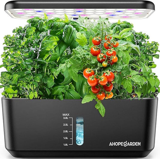 Ahopegarden Indoor Garden Hydroponics Growing System: 10 Pods Plant Germination Kit Aeroponic Herb Vegetable Growth Lamp Countertop with LED Grow Light - Hydrophonic Planter Grower Harvest Lettuce