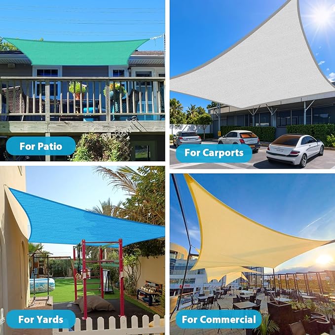 Amagenix Sun Shade Sail 8X15 Curved Edge Outdoor Shade Canopy Cream Breathable 95% UV Block Shade Cloth for Patio Garden Backyard (We Make Custom Size)