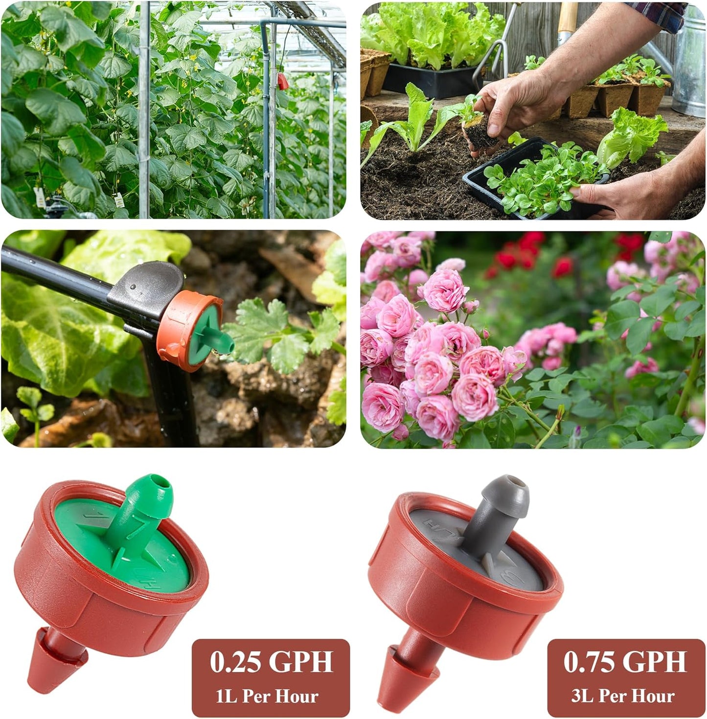 30 Pcs 0.25 GPH Pressure Compensating Irrigation Spot Drippers,Constant Flow Barb Outlet Watering Dripper Emitters Heads Parts for 1/4 Inch Watering Tubing Line for Garden Pots Plant Irrigation System