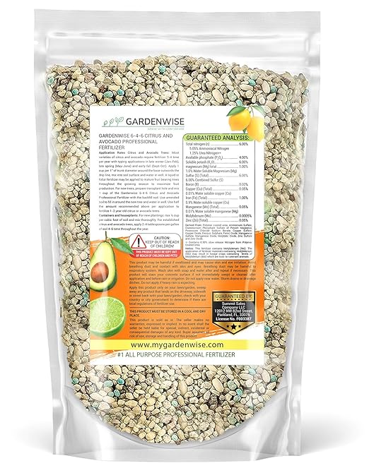 6-4-6 Avocado and Citrus Tree Professional Fertilizer Plant Food for Outdoor/Indoor Gardening; Quick-Release Nitrogen Fertilizer; Orange, Lime, Avocado and Lemon Tree Fertilizer (10 QUARTS)