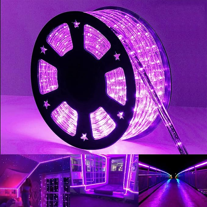 150ft LED Rope Lights Outdoor, 1080 LED Connectable and Flexible Tube Lights with 8 Modes, Waterproof LED Rope Lighting for Garden, Patio, Bedroom, Party, Pool, Indoor Outdoor Decoration (Purple)