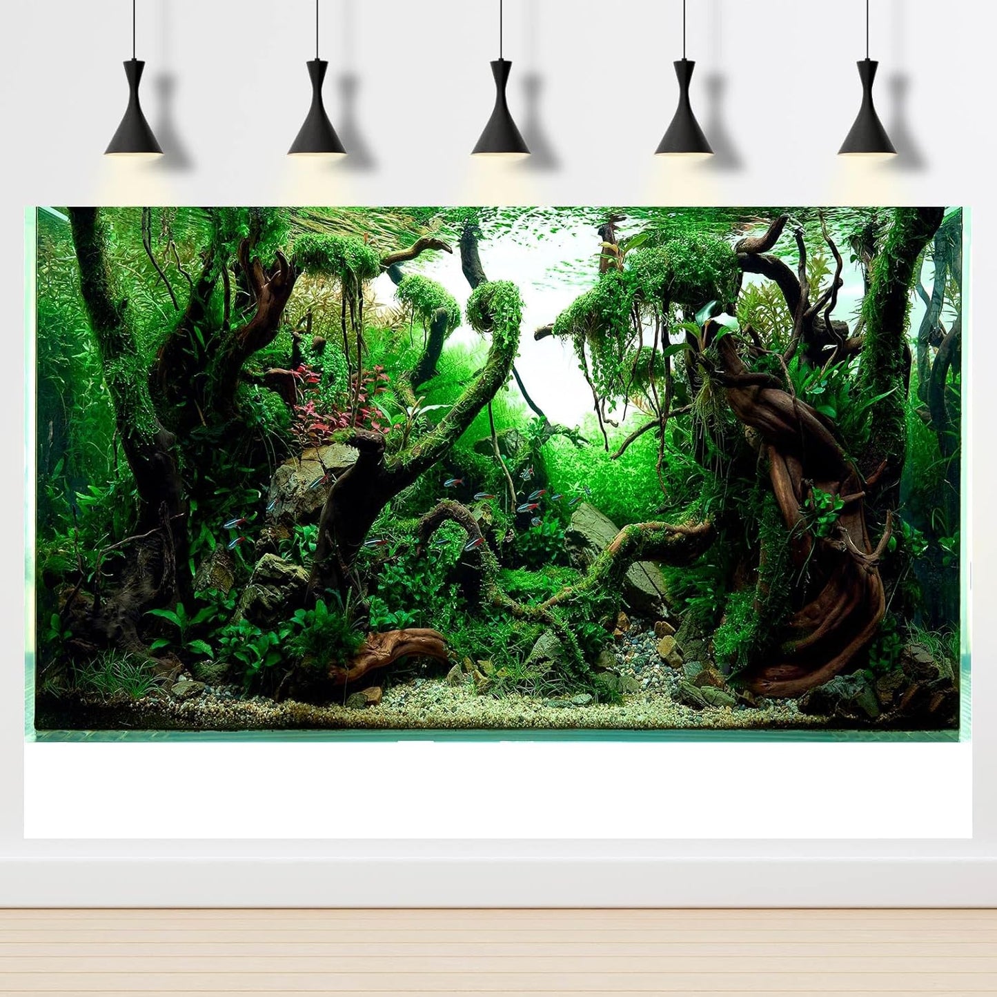 Aquarium Background Underwater Pebble Grass Leaves Aquarium Backdrop Vivid Fresh Green Aquatic Plant Stone River Bed Aquarium Backdrop Deadwood Purple Leaves Tank Background Vinyl 48x18in