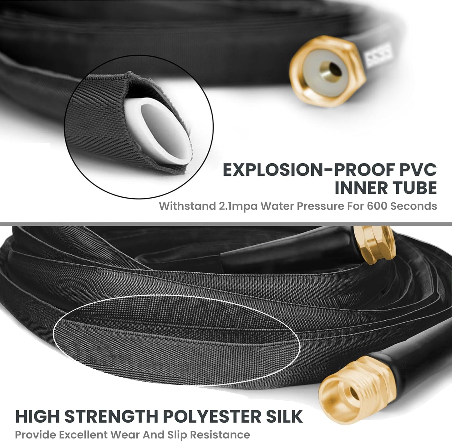 Giraffe Tools Garden Hose 100FT Lightweight Lay Flat Water Hose Kink Free Flexible Hose with 9 Spray Function Nozzle, Black