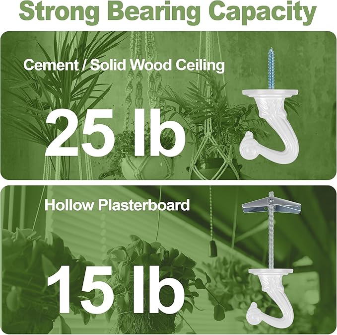 6 pcs Ceiling Hooks for Hanging Plants,Hanging Hanging Lights Metal Small Hooks,Indoor Outdoor Wall Heavy Duty Plant Hanger Swag Hook