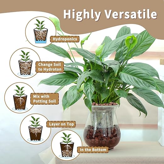 5LB Leca Clay Pebbles for Plants, Expanded Leca Balls for Indoor Plants, Orchid Potting Mix, Soil Amendment, Drainage, Easy Reusability, 4-16mm