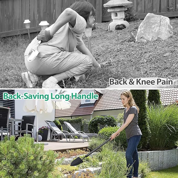 Garden Tool Set,5 Pieces Stainless Steel Heavy Duty Gardening Tool Set with Extendable Long Handle, Include Trowel, Cultivator, Hand Weeder, Pruning Shears, Gardening Gift for Women Kids Men