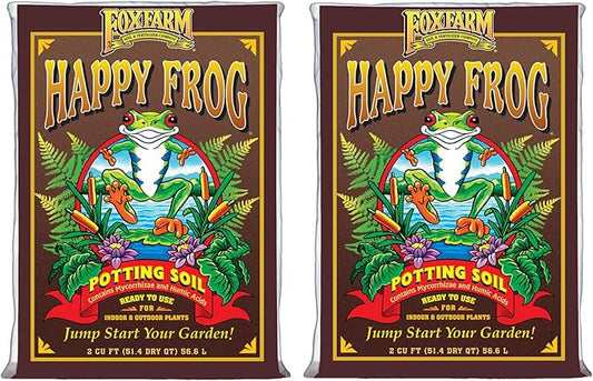 FoxFarm Happy Frog Potting Soil, 2cu ft (Pack of 2) - for Indoor/Outdoor Container Plants, Improves Root Efficiency, pH Adjusted for Optimal Nutrient Uptake - Contains Mycorrhizae and Humic Acids