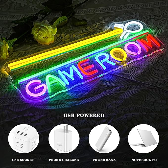 Game Room Neon Sign Billiard Neon Light Colorful Letter Led Neon Sign for Golf Decor Game LED Neon Light for Billiard Club Man Cave Bedroom Bar Decor