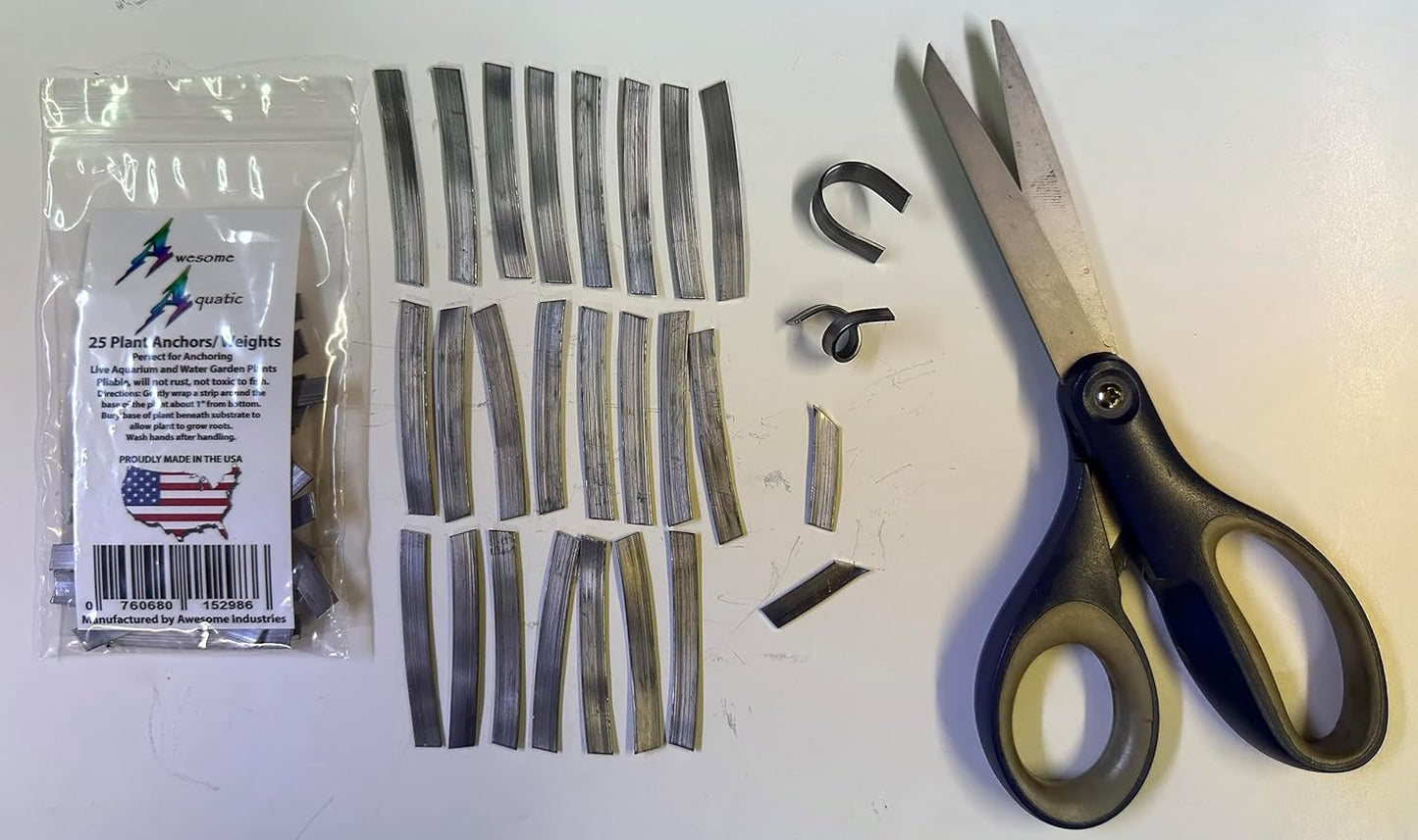 Awesome Aquatic Plant Anchors/Weights 25 pk Strip Lead Ribbon Live Plants Weight Anchor (25 Pack Strips)