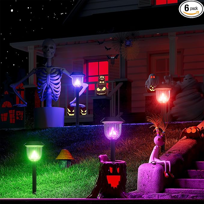 AOSEA 4 Pack Solar Pathway Lights Outdoor Waterproof - Auto RGB Color Changing Solar Lights for Outside, IP65 Rated, 12H Bright Landscape Lighting, Durable Plastic - Perfect for Garden & Walkway