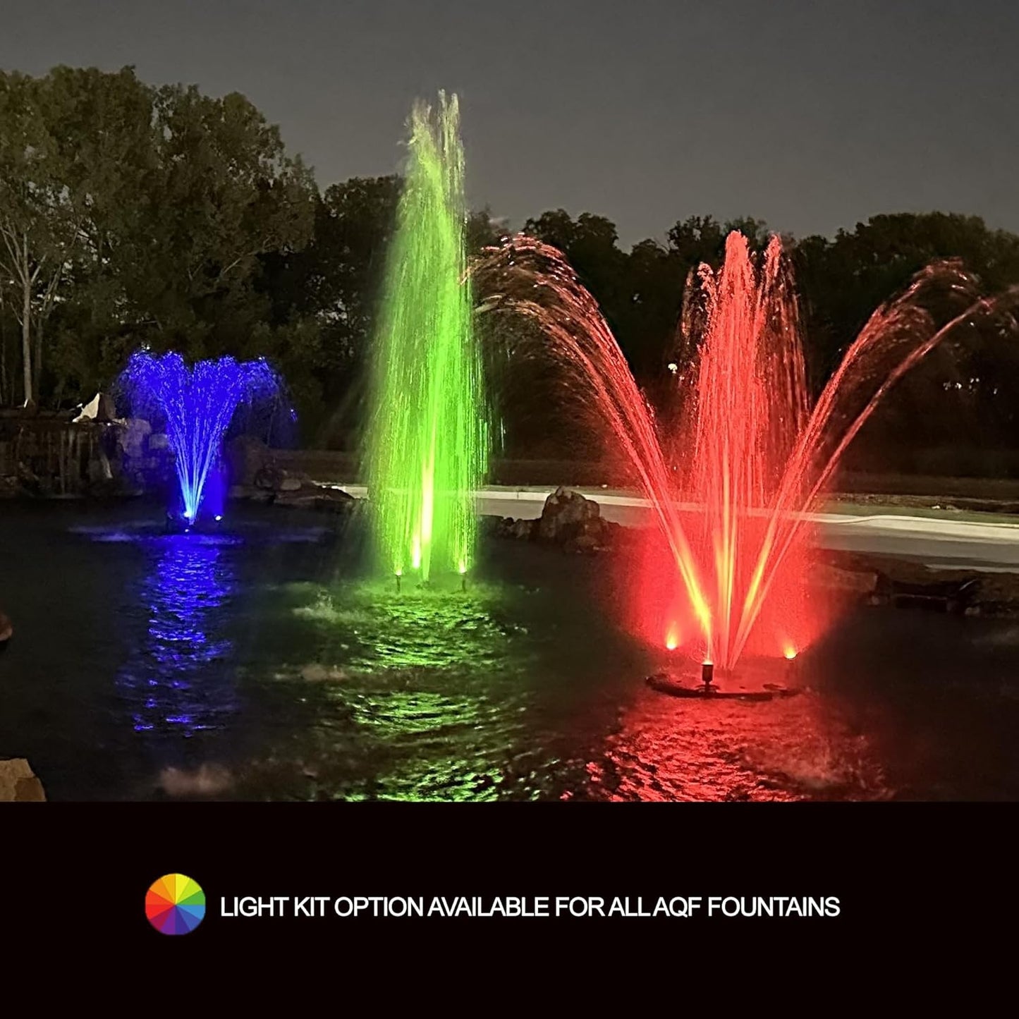 HALF OFF PONDS Floating Fountain – 1.2 HP Pond Aerator with 200' Cord – 10,000 GPH Water Pump – 11 Spray Patterns - Color-Changing Lights & Control Box - for Large Ponds, Lakes & Water Gardens