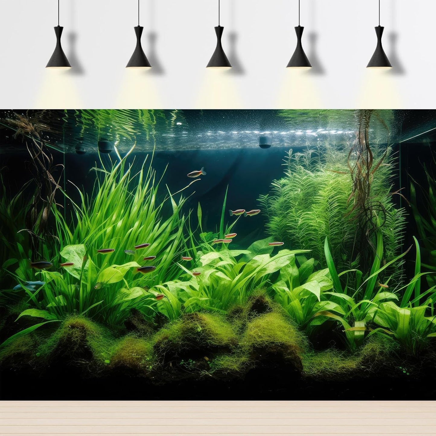 Aquarium Background Diverse Aquatic Plants Seagrasses Terrarium Background Redwood Root Lush Green Underwater Plants Tropical Style Fish Tank Background Under The Sea Aquarium Backdrop Vinyl 72x24in