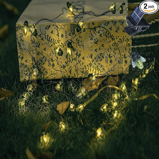 ANGMLN 2 Pack Solar Firefly Lights, 30 LED Solar Fireflies Lightning Bugs Fairy String Lights Outdoor Solar Powered String Lights Waterproof for Garden Patio Home Wedding Party Spring Christmas Decor