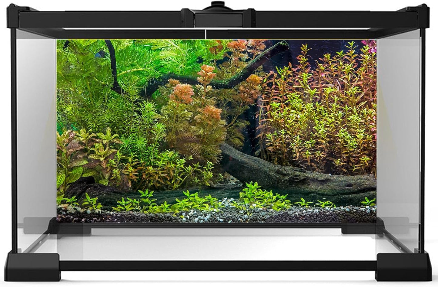 Aquarium Backdrop Underwater Grass Leaves with Pebbles Exquisite Aquarium Background Vivid Green Aquatic Plant Stone River Bed Fish Dead Wood Fresh Leaves Tank Background Decors Vinyl 24x16in