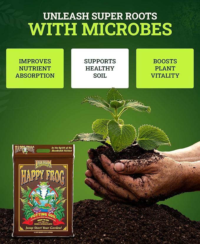 FoxFarm Happy Frog Potting Soil, 12qt – for Indoor/Outdoor Container Plants, Improves Root Efficiency, pH Adjusted for Optimal Nutrient Uptake – Contains Microbes and Humic Acids (Pack of 2)