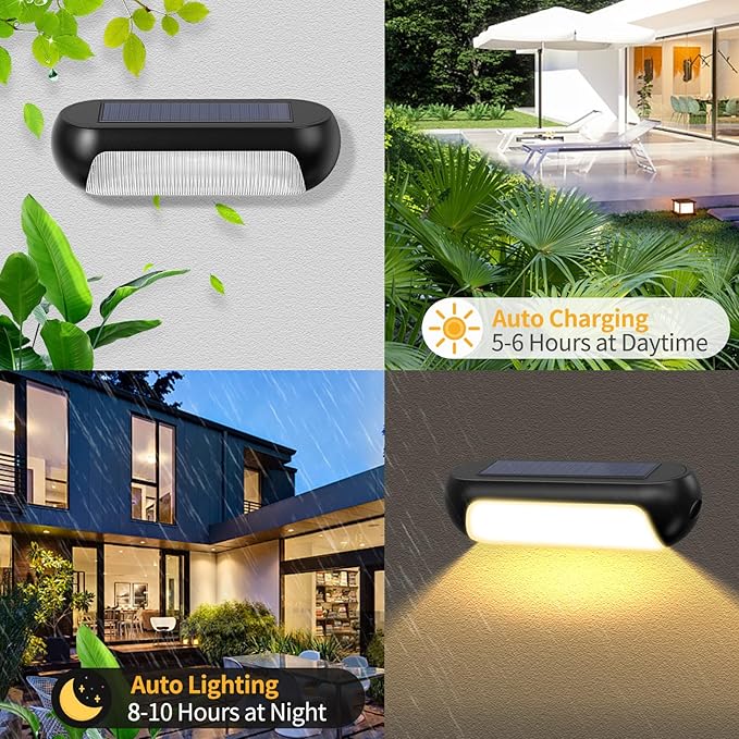 GOESWELL Solar Post Cap Lights Outdoor, LED Deck Fence Post Lights for 4x4 Wooden and Vinyl Posts 2 Lighting Modes Warm White Cool White Garden Decoration (Fence Lights -2packs)