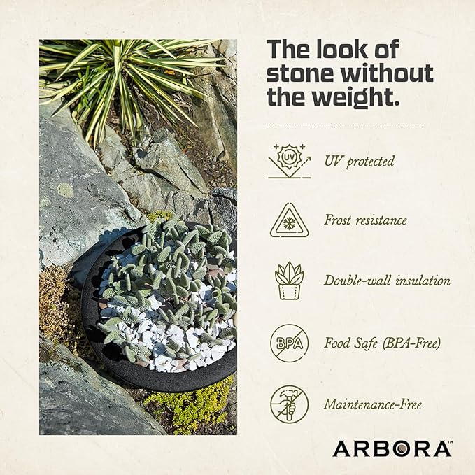 ARBORA 26" Santorini Bowl Polyresin Indoor and Outdoor Planter with Classic Black Finish - Durable, Weatherproof, Lightweight, Large Plant Pot for Patio, Garden, Deck, Entryway