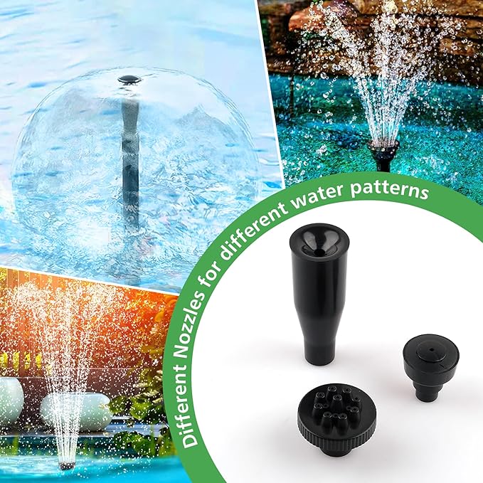 15W 800L/H Submersible Pond Fountain Pump with LED Lights, Ultra Quiet Water Pump, Pond Fountains Pump for Small Pond, Koi, Garden, Aquariums, Fish Tanks, Indoor Outdoor Fountain 3 Type Nozzles