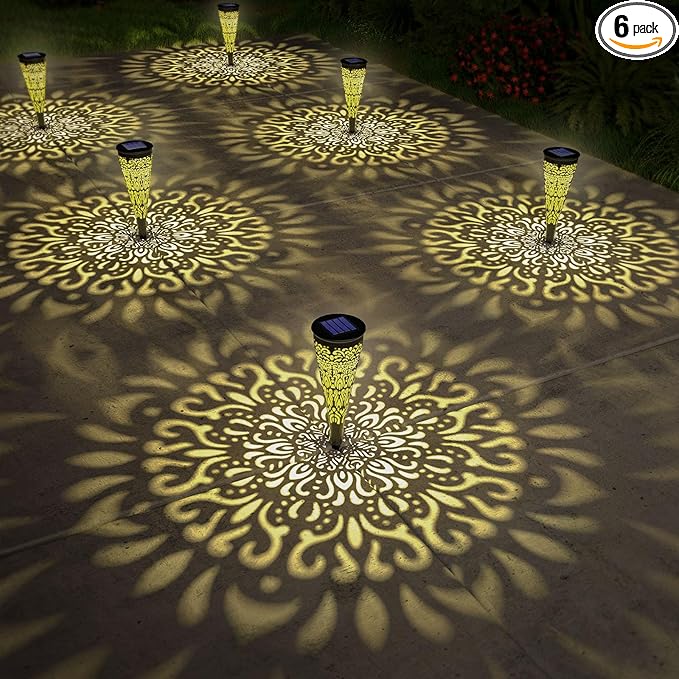 6 Pack Solar Lights Outdoor Garden Decorative Solar Pathway Lights Waterproof Plastic Outside Solar Path Landscape Lights Gardening Gifts for Women Mom Father Backyard Walkway Yard Decor