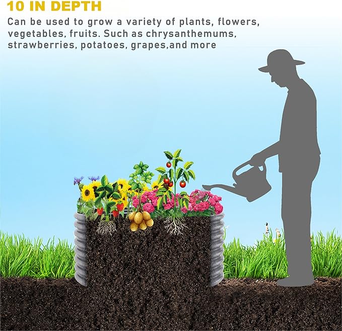 3 Pack 2x2ft Galvanized Raised Garden Bed Outdoor, Metal Garden Bed for Vegetables, Above Ground Garden Box for Flower, Steel Raised Beds for Gardening - 2FTx2FTx10inch