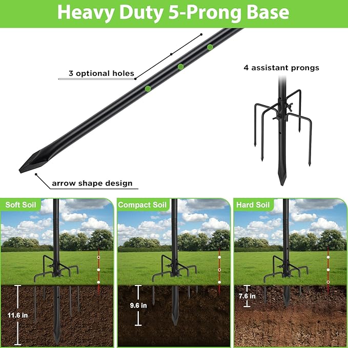 Bird Feeder Pole, 62" Shepherds Hooks for Outdoor, Hummingbird Feeders Stand Heavy Duty with Stable 5-Prong Base, Hanging Plant Shepherd Hook Hanger Stick for Outside Garden Yard Wedding