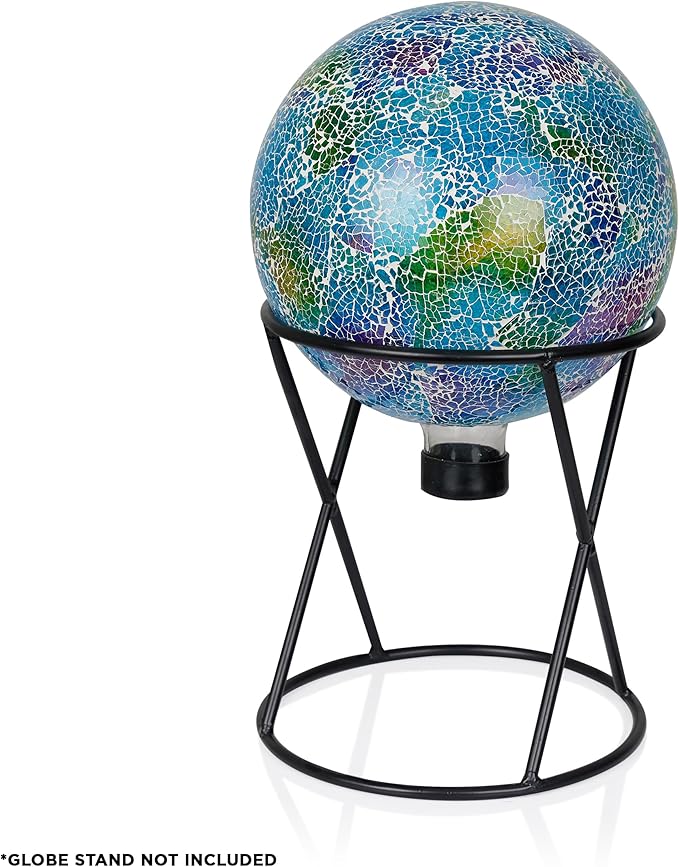 Alpine Corporation HMD226 Shades of Blue Crackle Glass Gazing Ball, Colorful Home Décor for Patio & Garden, 12" H, Multicolor