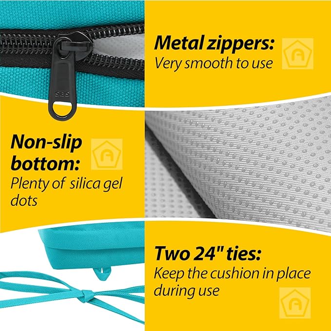 AAAAAcessories Outdoor Seat Cushions for Chairs, Waterproof, Fade-Resistant Patio Furniture Replacement Cushions, 18.5" x 16" x 3", Set of 4, Turquoise