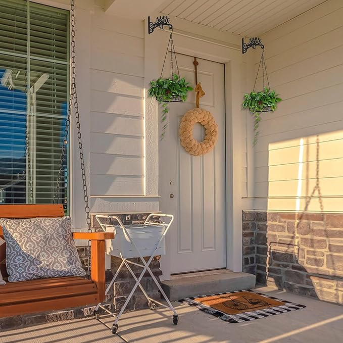 2-Pack 10 Inch Aesthetic Plant Hangers Outdoor – Metal Hanging Plant Bracket with Beautiful Hummingbird Pattern – Heavy Duty Plant Hooks for Hanging Plants, Bird Feeder, Wind Chime, Lantern