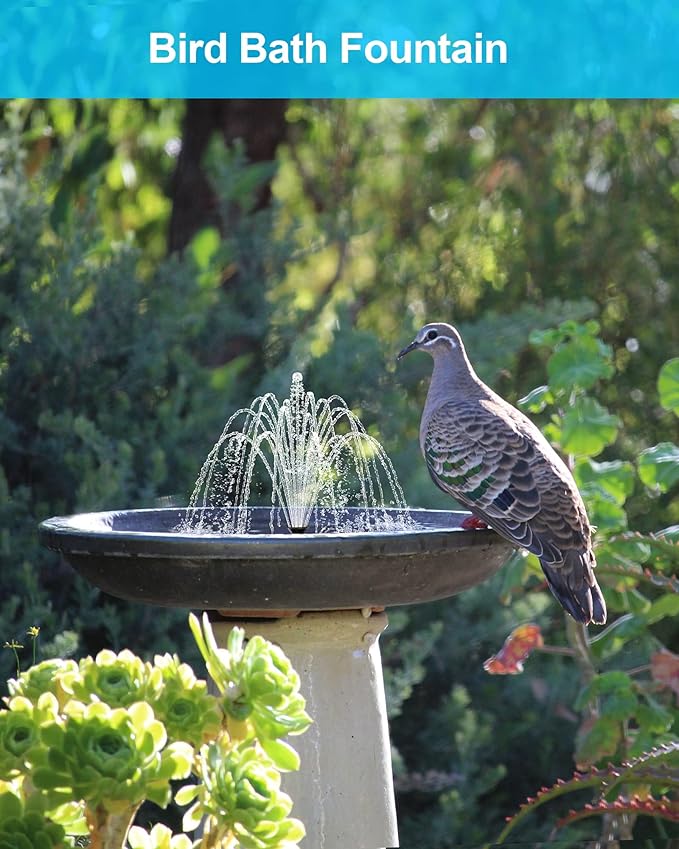 Biling Solar Fountain for Bird Bath with Water Pump Kit, 4.5 W 48 GPH Solar Water Pump with 4ft Tubing for Hummingbird Bath, Small Pond and Fish Tank