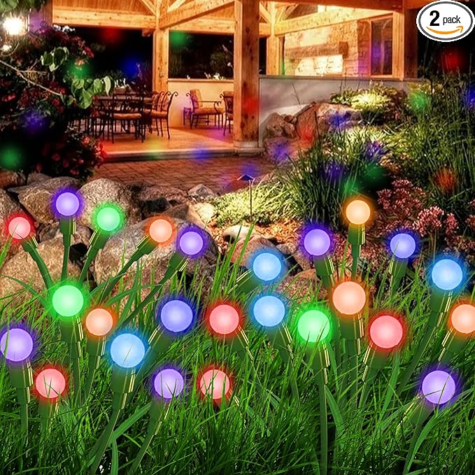 Aogist Solar Garden Lights Outdoor Waterproof,6 Packs 60 LED,Sway by Wind, Yard Patio Pathway Decoration, High Flexibility Iron Wire & Heavy Bulb Base,Multicolor