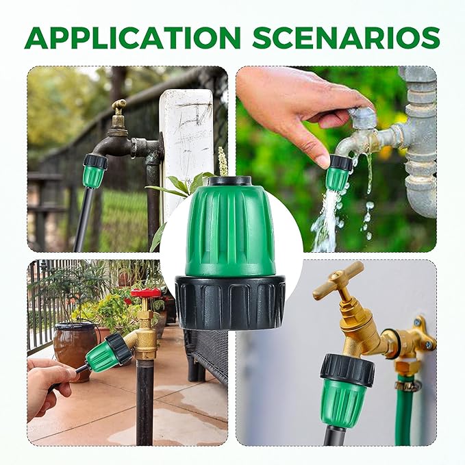 12 Pcs 1/2 Inch Drip Irrigation Tubing Faucet Garden Hose Adapter, 3/4" to 1/2" Drip Irrigation Tubing Hose Adapter, 3/4 Inch Faucet Connector Garden Hose Adapter Black and Green
