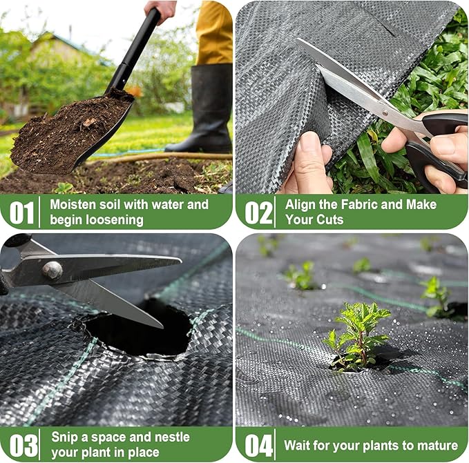 4FTx300FT Weed Barrier Fabric Heavy Duty, Gardening Landscape Fabric Cover Mat, Durable Weed Control Fabric for Garden Bed Cover, Landscaping, Commercial Driveway, Underlayment Use (4x300FTT-3.2OZ)