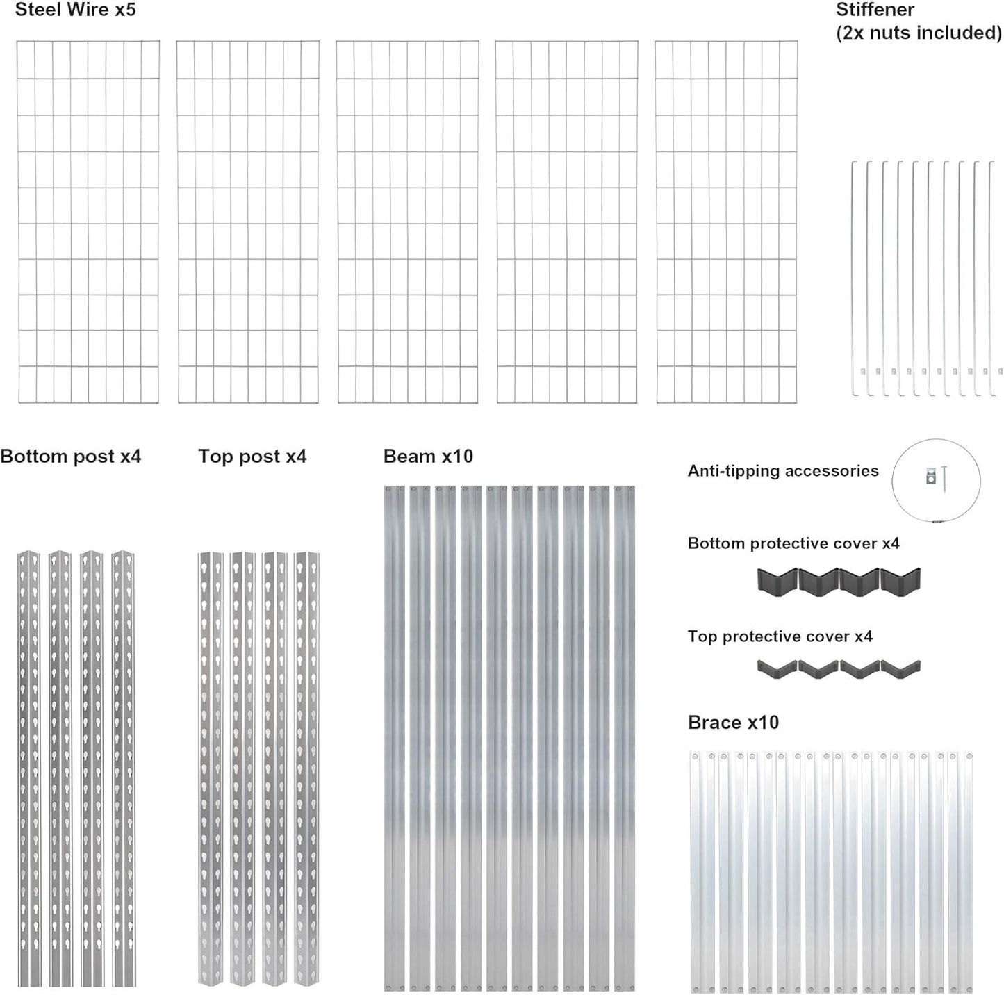 Amazon Basics 4000IBS Heavy Duty Adjustable Storage Shelving Unit, 5 Shelf, High-Grade Aluminum, Silver, 60 x 24 x 78 Inch