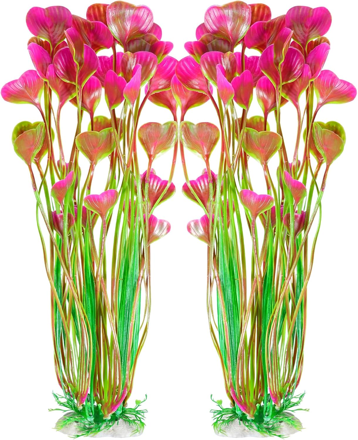 AQUANEAT Artificial Fish Tank Plants, Plastic Aquarium Accessories Large, 15.5 inch Red Decorations, 2pcs