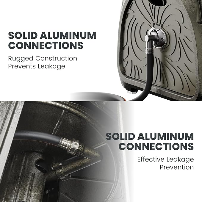 Giraffe Tools SW5 Metal Hose Reel Box, Heavy Duty Garden Hose Storage Reel Hideaway, Crank Handle, 150ft 5/8" Hose Capacity, Green