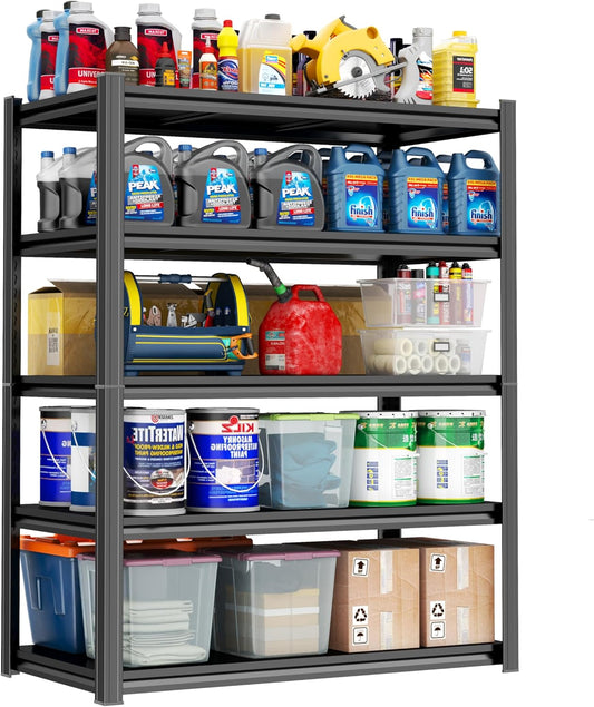 Garage Shelving Metal Storage Shelves 3000LBS 5-Tier Shelving Units Heavy Duty for Basement, Commercial, Warehouse, Industrial, Black
